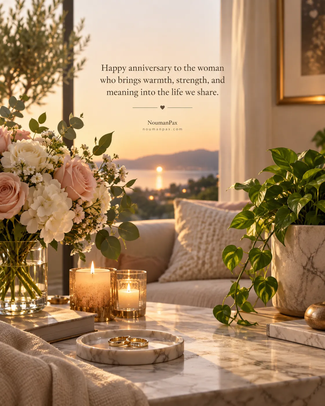 Happy anniversary to the woman who brings warmth, strength, and meaning into the life we share.