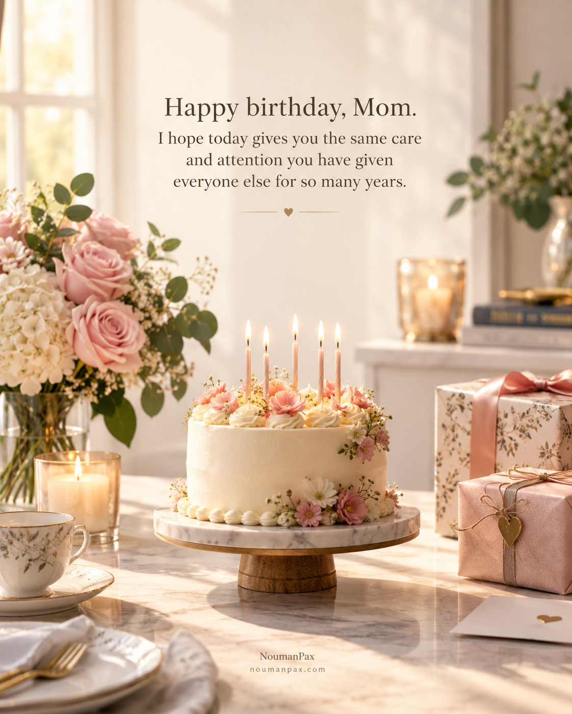 Happy birthday, Mom. I hope today gives you the same care and attention you have given everyone else for so many years.