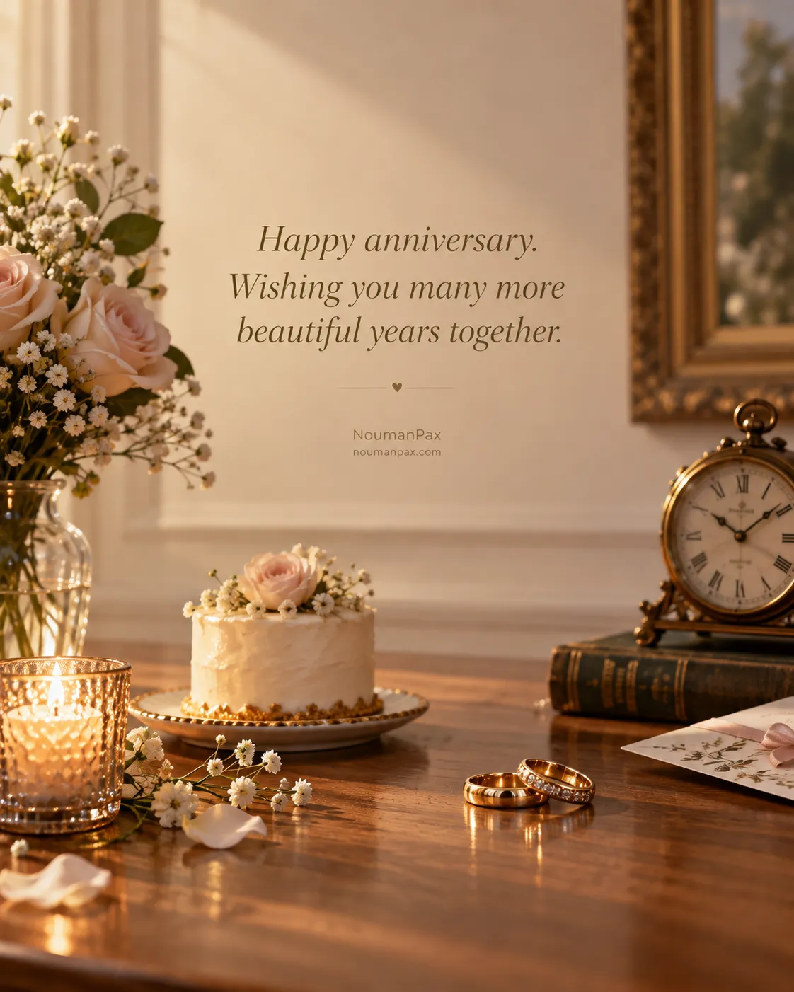 Happy anniversary. Wishing you many more beautiful years together.
