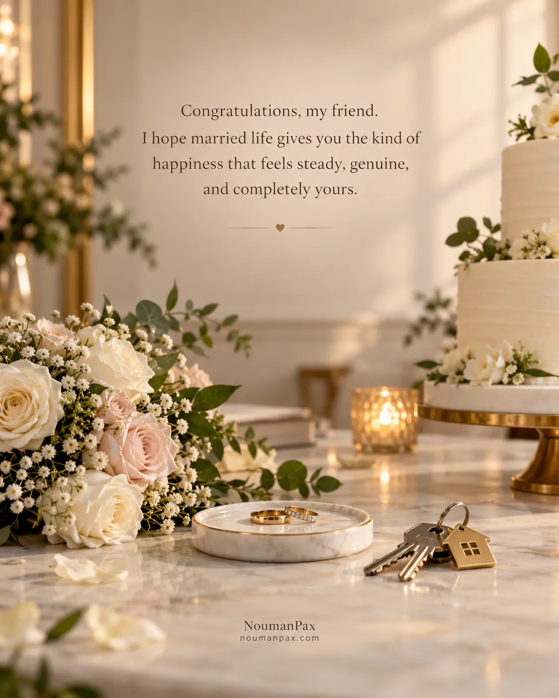 Congratulations, my friend. I hope married life gives you the kind of happiness that feels steady, genuine, and completely yours.