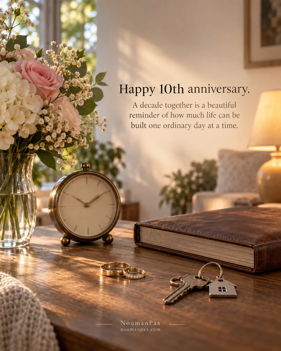 Happy 10th anniversary. A decade together is a beautiful reminder of how much life can be built one ordinary day at a time.