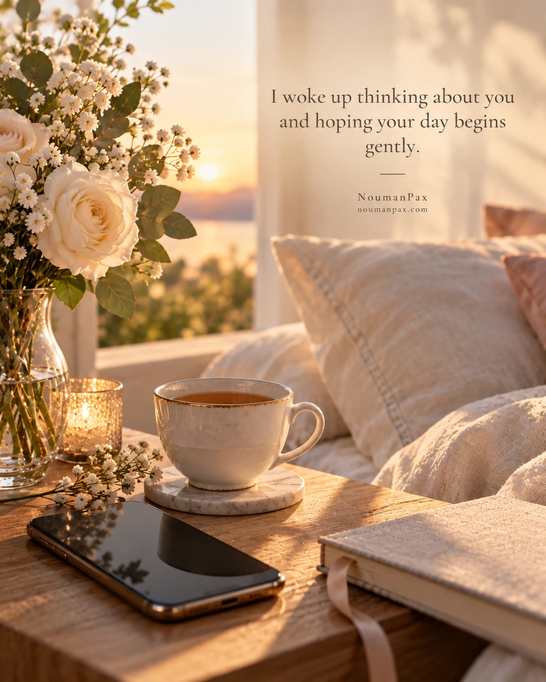 I woke up thinking about you and hoping your day begins gently.
