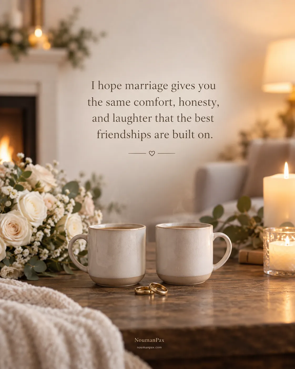 I hope marriage gives you the same comfort, honesty, and laughter that the best friendships are built on.