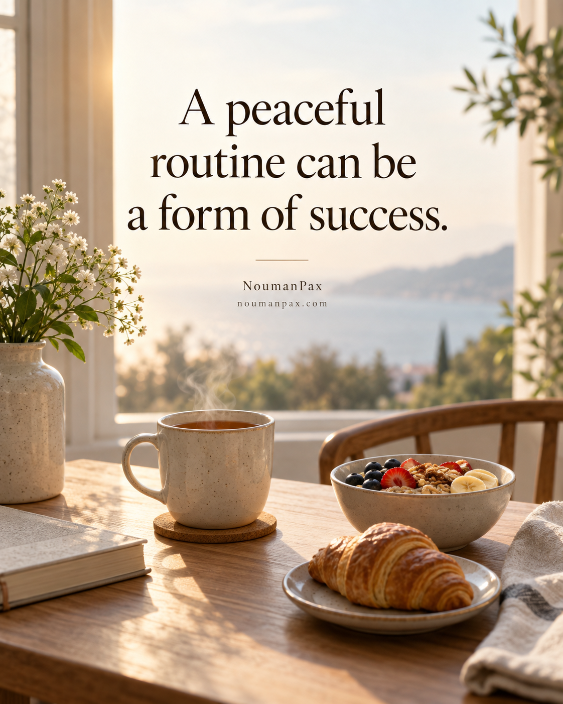 Positive quote — peaceful routine is success