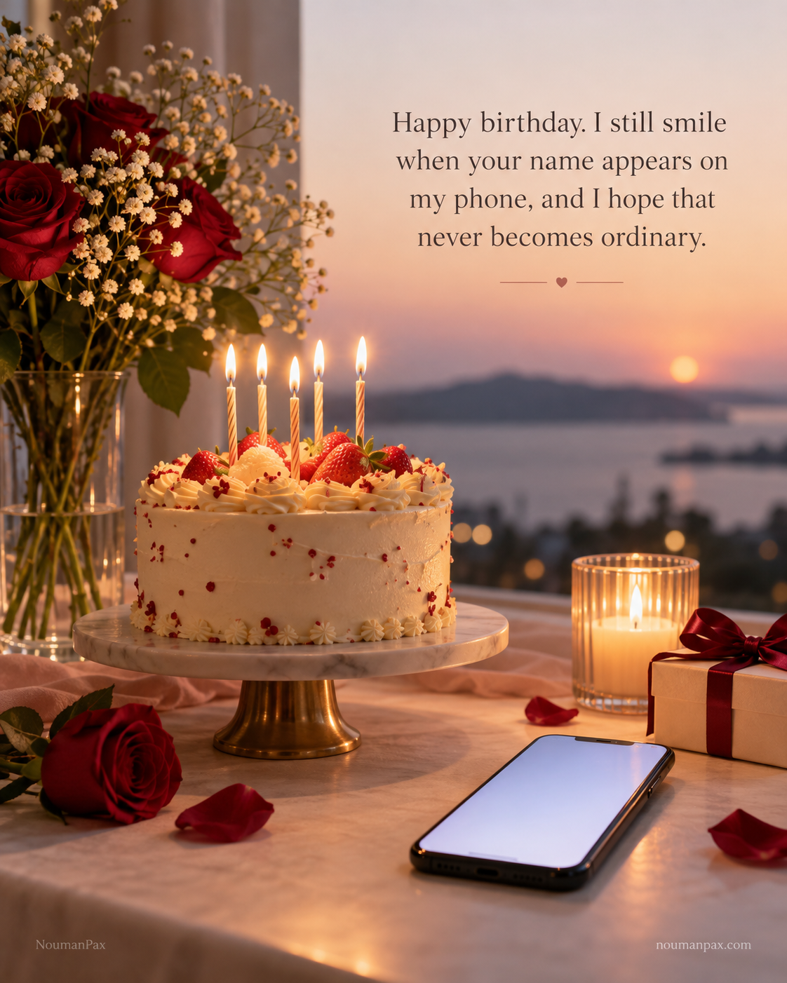 Happy birthday. I still smile when your name appears on my phone, and I hope that never becomes ordinary.