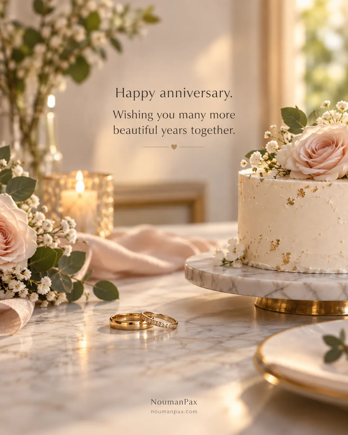 Happy anniversary. Wishing you many more beautiful years together.