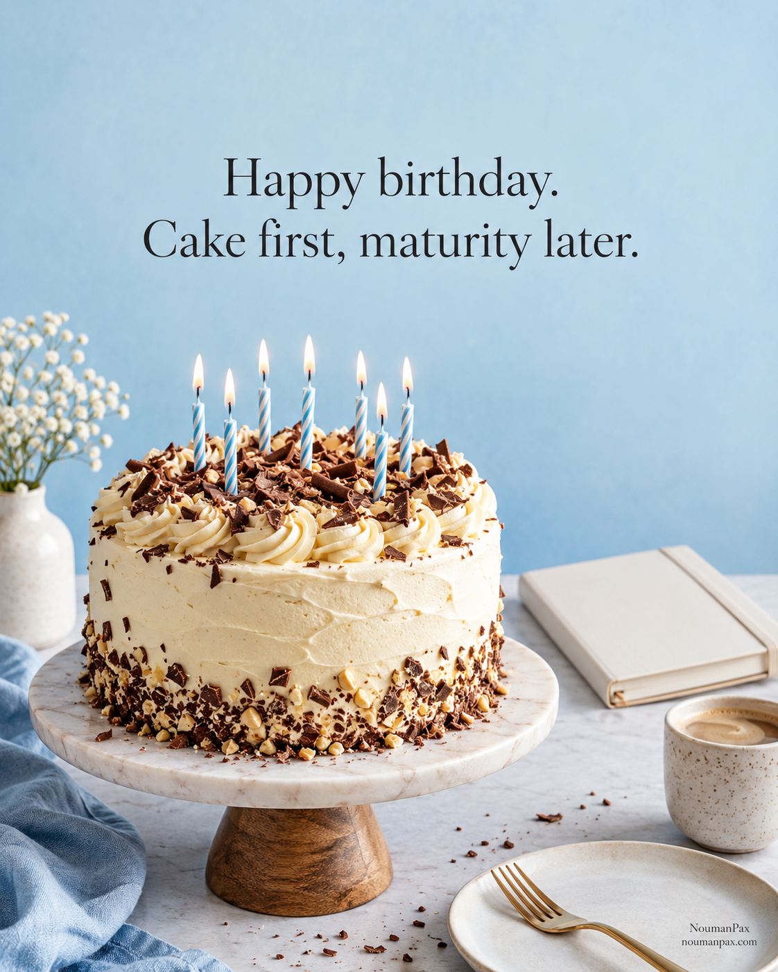 Happy birthday. Cake first, maturity later.
