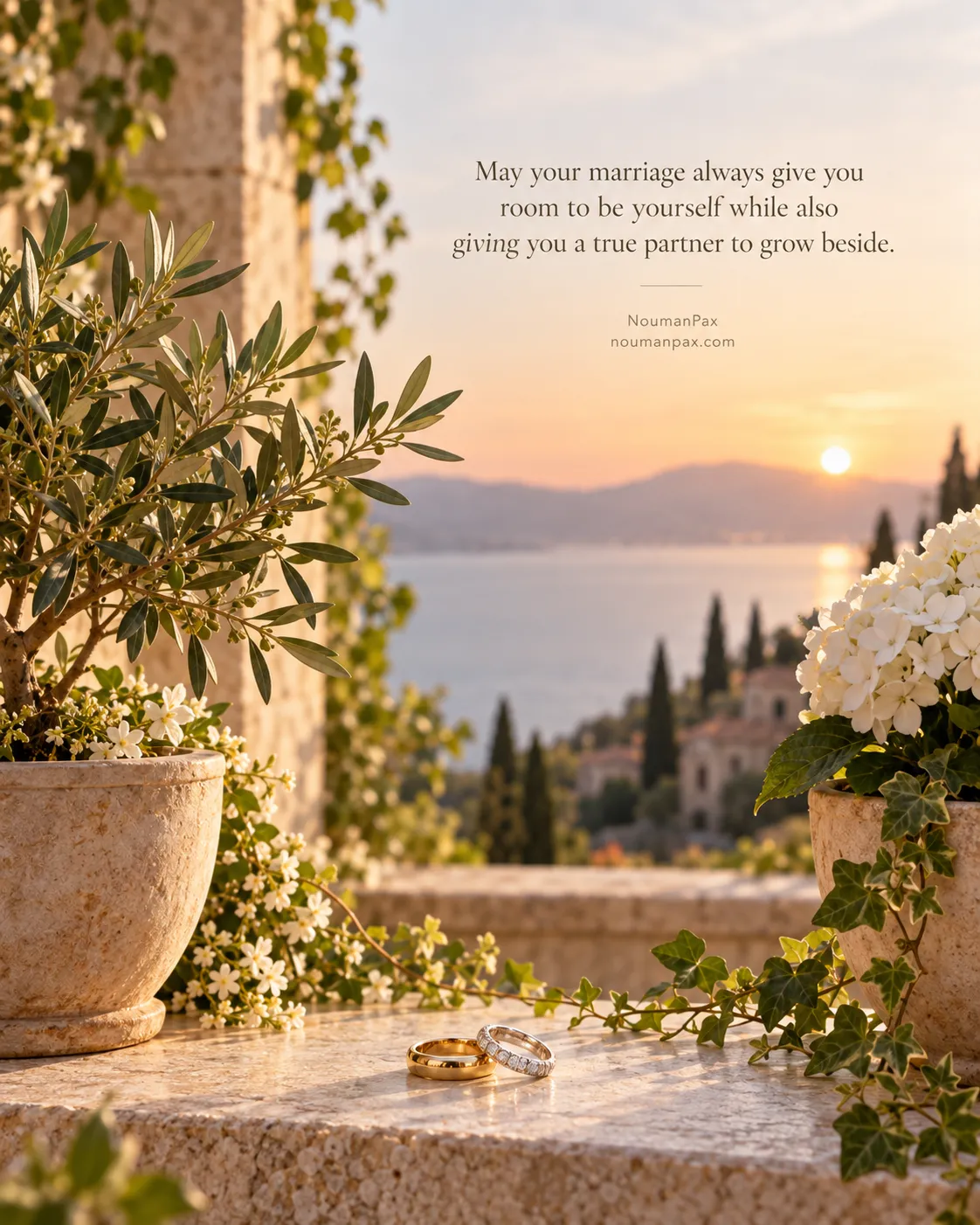 May your marriage always give you room to be yourself while also giving you a true partner to grow beside.