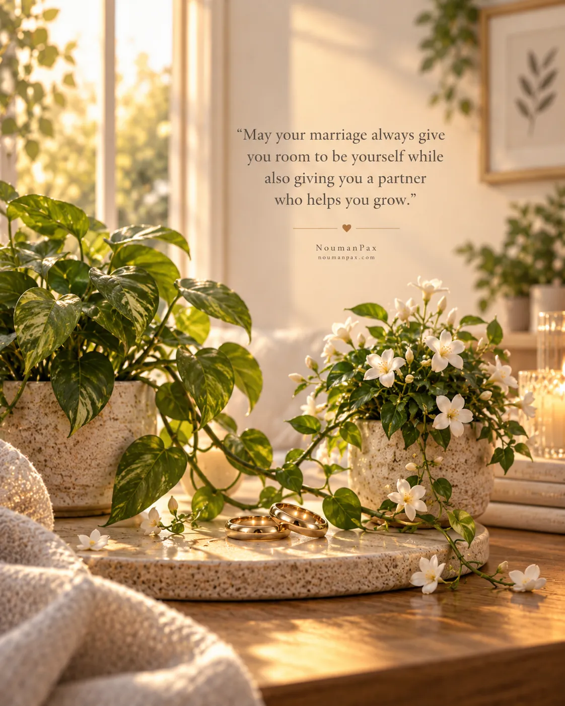 May your marriage always give you room to be yourself while also giving you a partner who helps you grow.