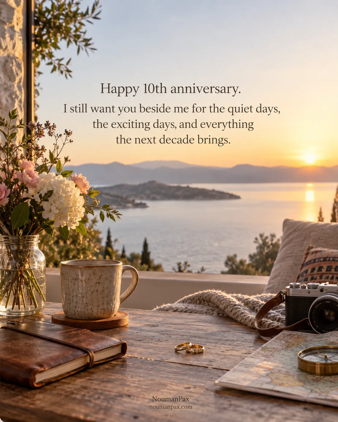 Happy 10th anniversary. I still want you beside me for the quiet days, the exciting days, and everything the next decade brings.