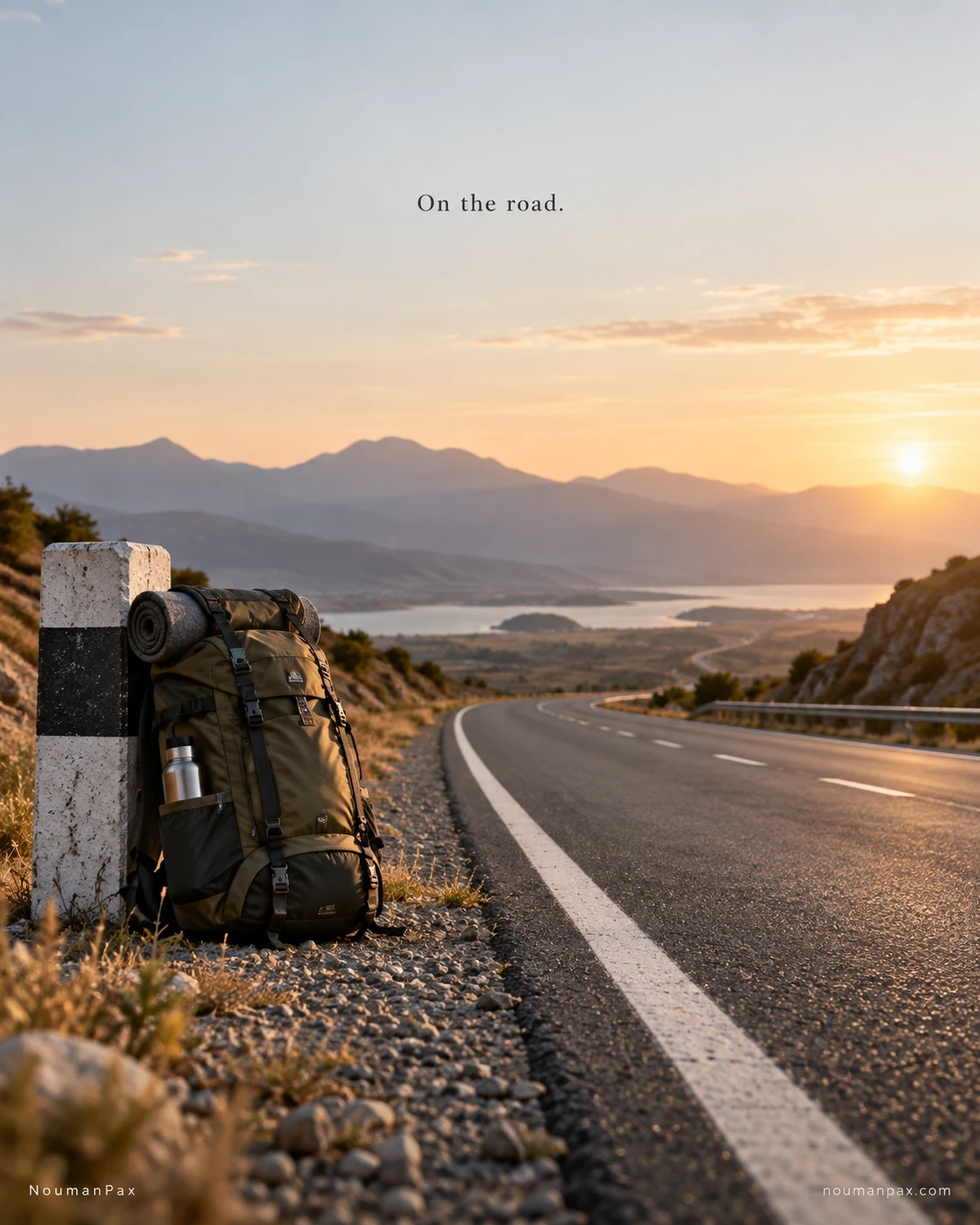 On the road.