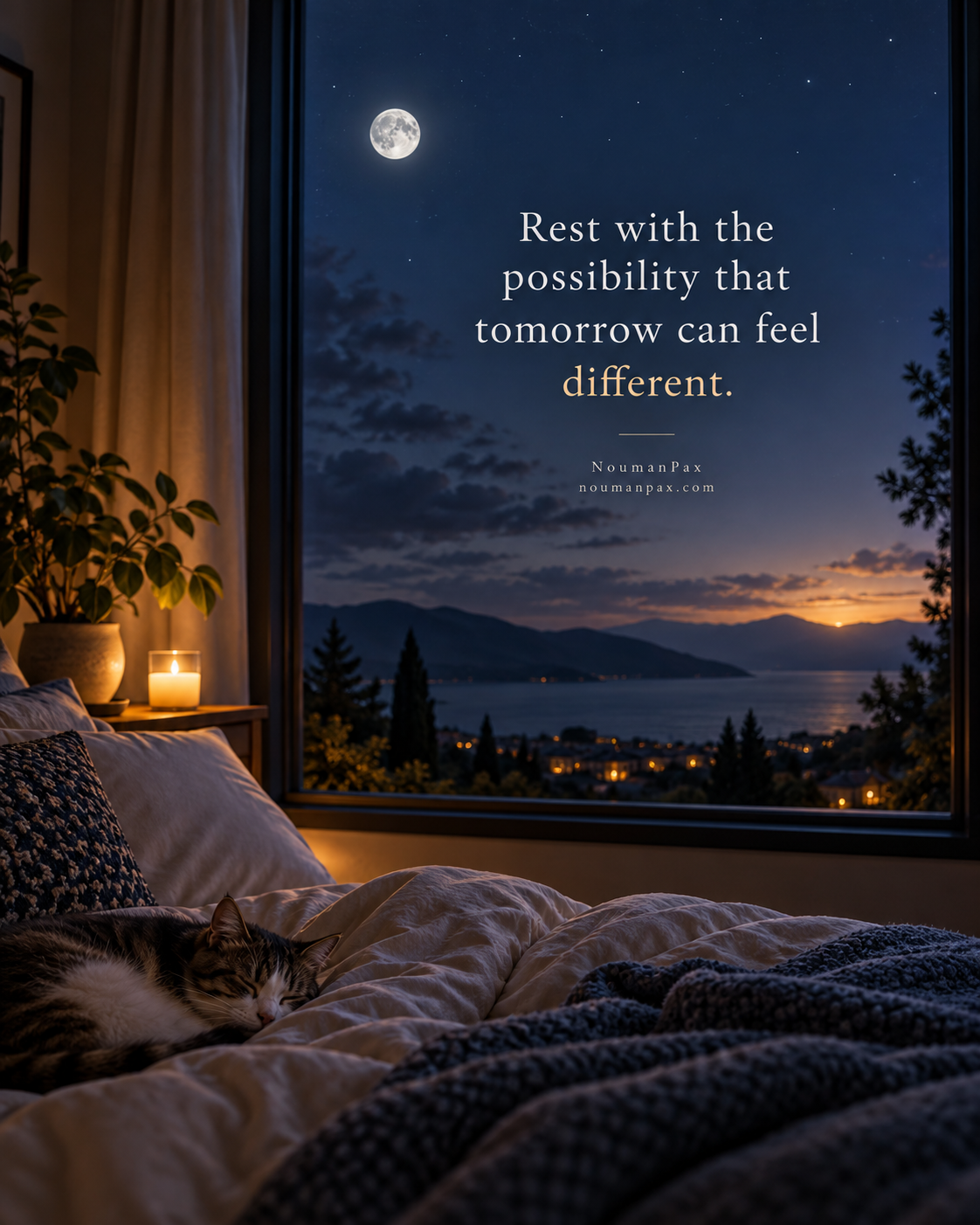 Positive good night quote about tomorrow feeling different