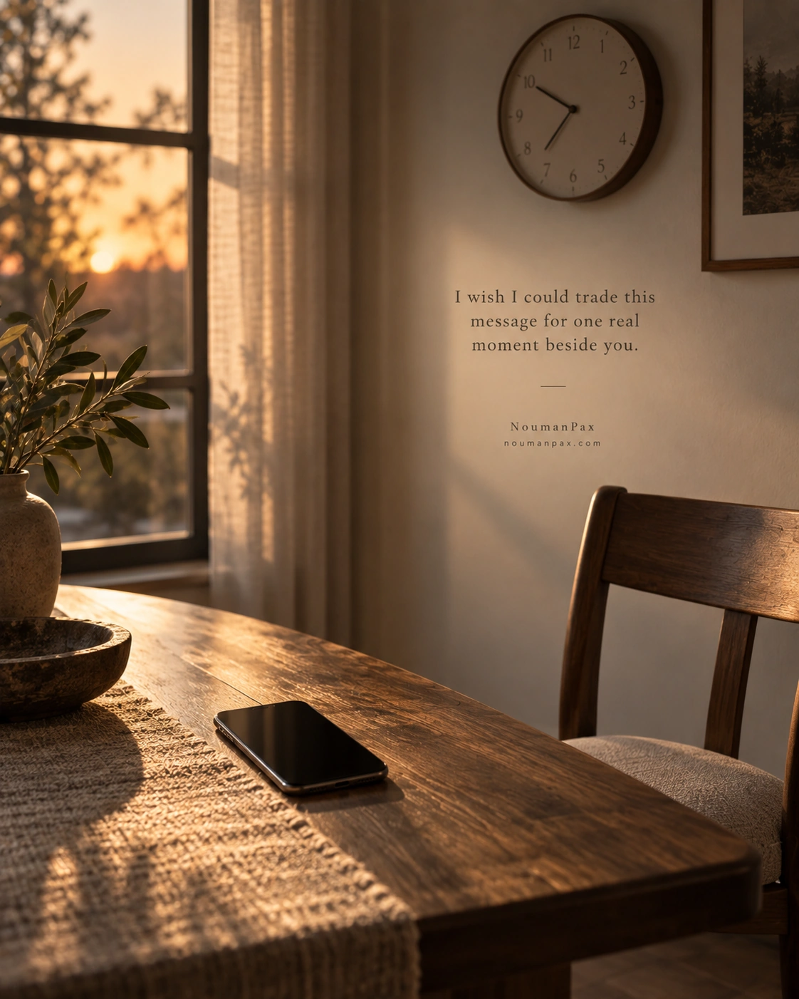 I wish I could trade this message for one real moment beside you.