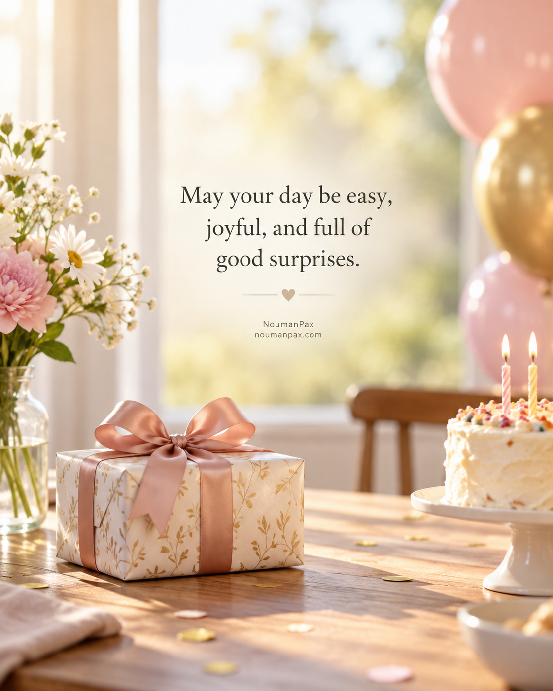May your day be easy, joyful, and full of good surprises.