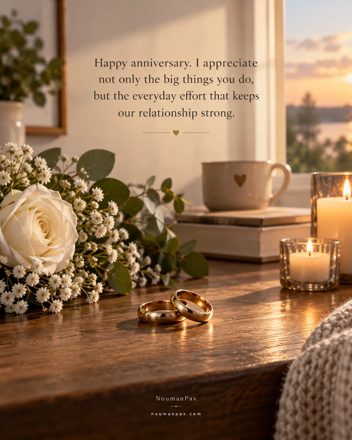 Happy anniversary. I appreciate not only the big things you do, but the everyday effort that keeps our relationship strong.