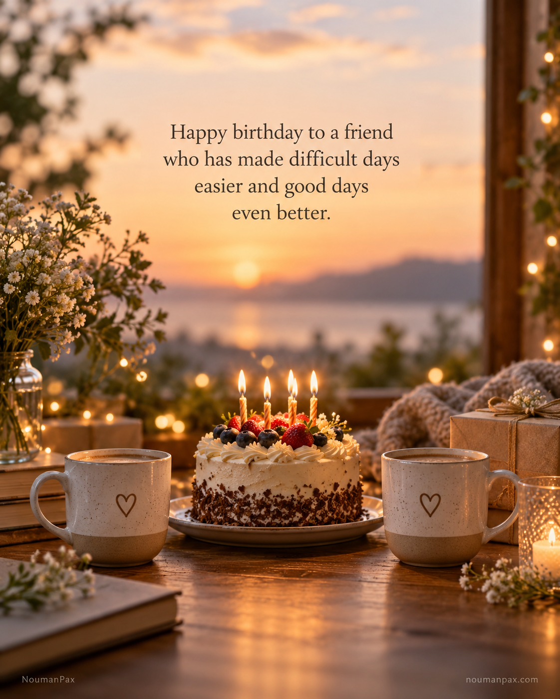 Happy birthday to a friend who has made difficult days easier and good days even better.