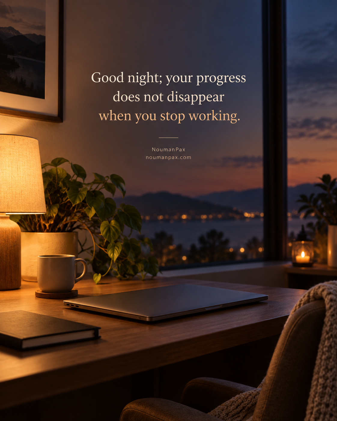 Inspirational good night quote about progress not disappearing