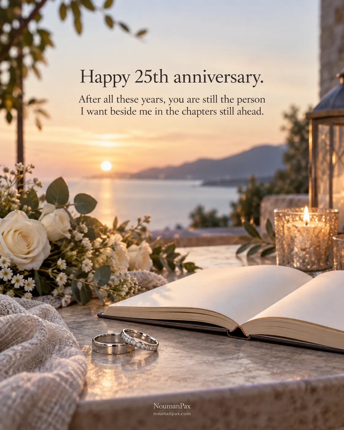 Happy 25th anniversary. After all these years, you are still the person I want beside me in the chapters still ahead.