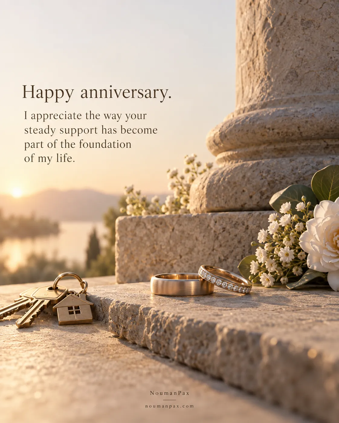Happy anniversary. I appreciate the way your steady support has become part of the foundation of my life.