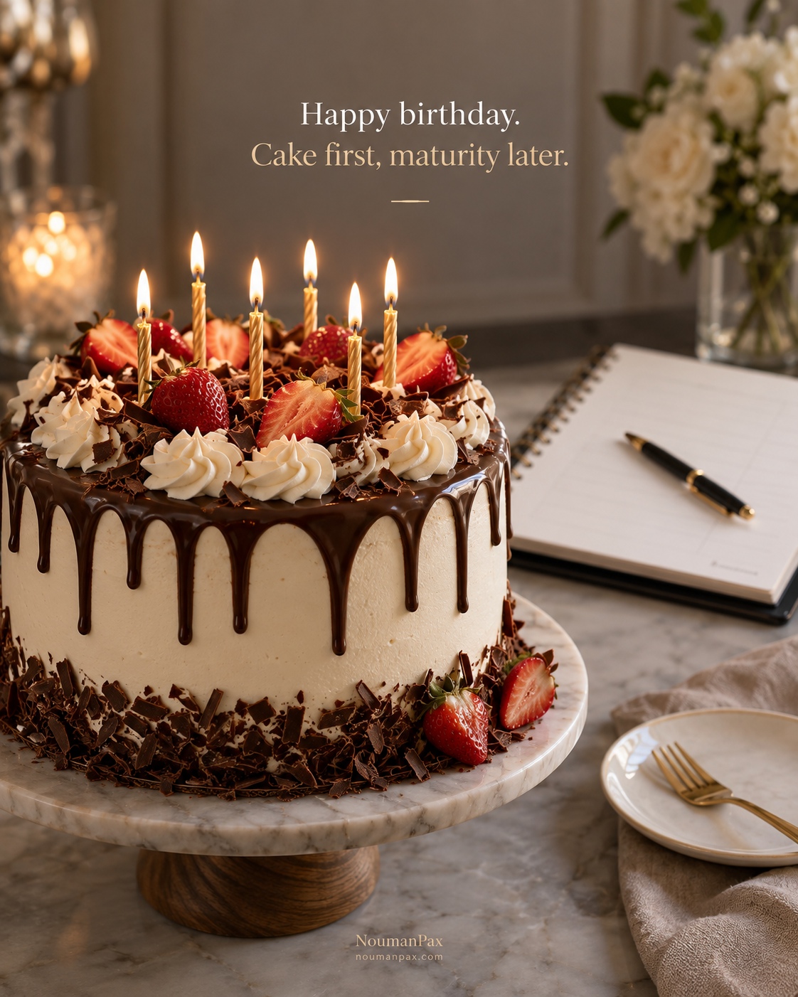 Happy birthday. Cake first, maturity later.