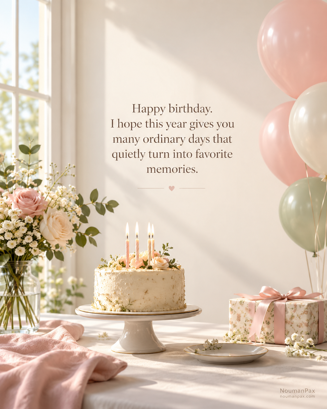 Happy birthday. I hope this year gives you many ordinary days that quietly turn into favorite memories.