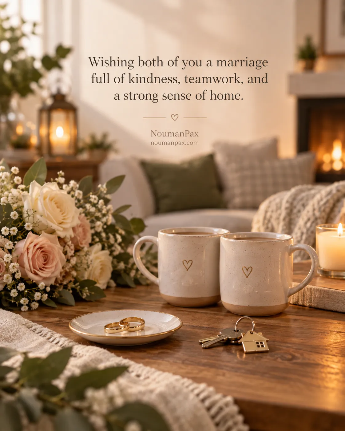 Wishing both of you a marriage full of kindness, teamwork, and a strong sense of home.