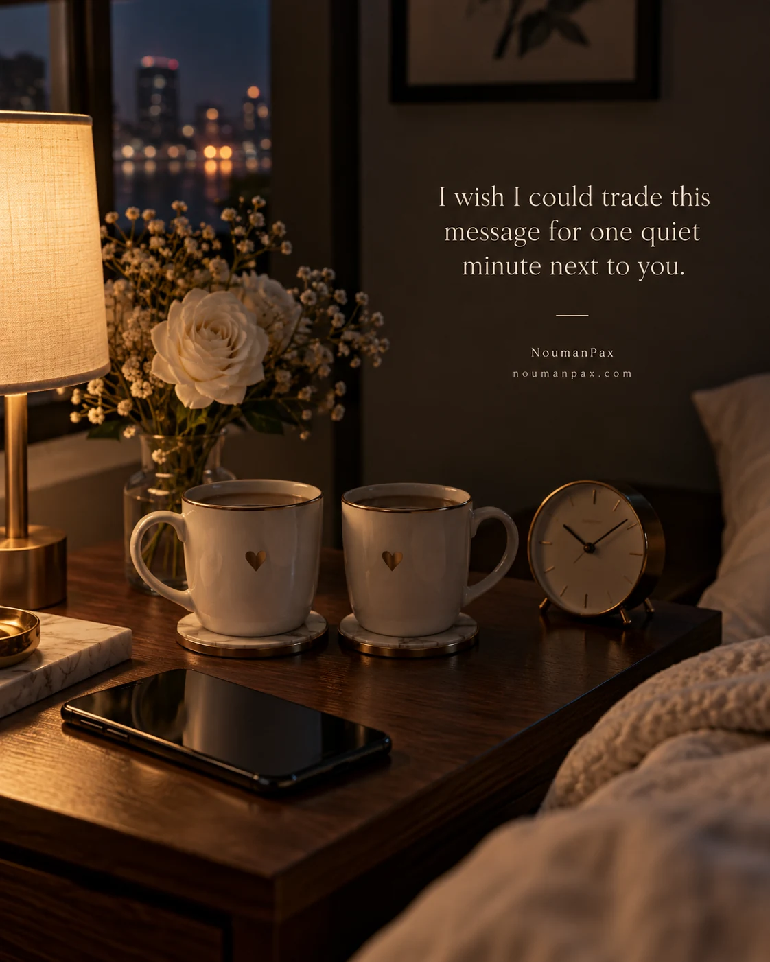 I wish I could trade this message for one quiet minute next to you.