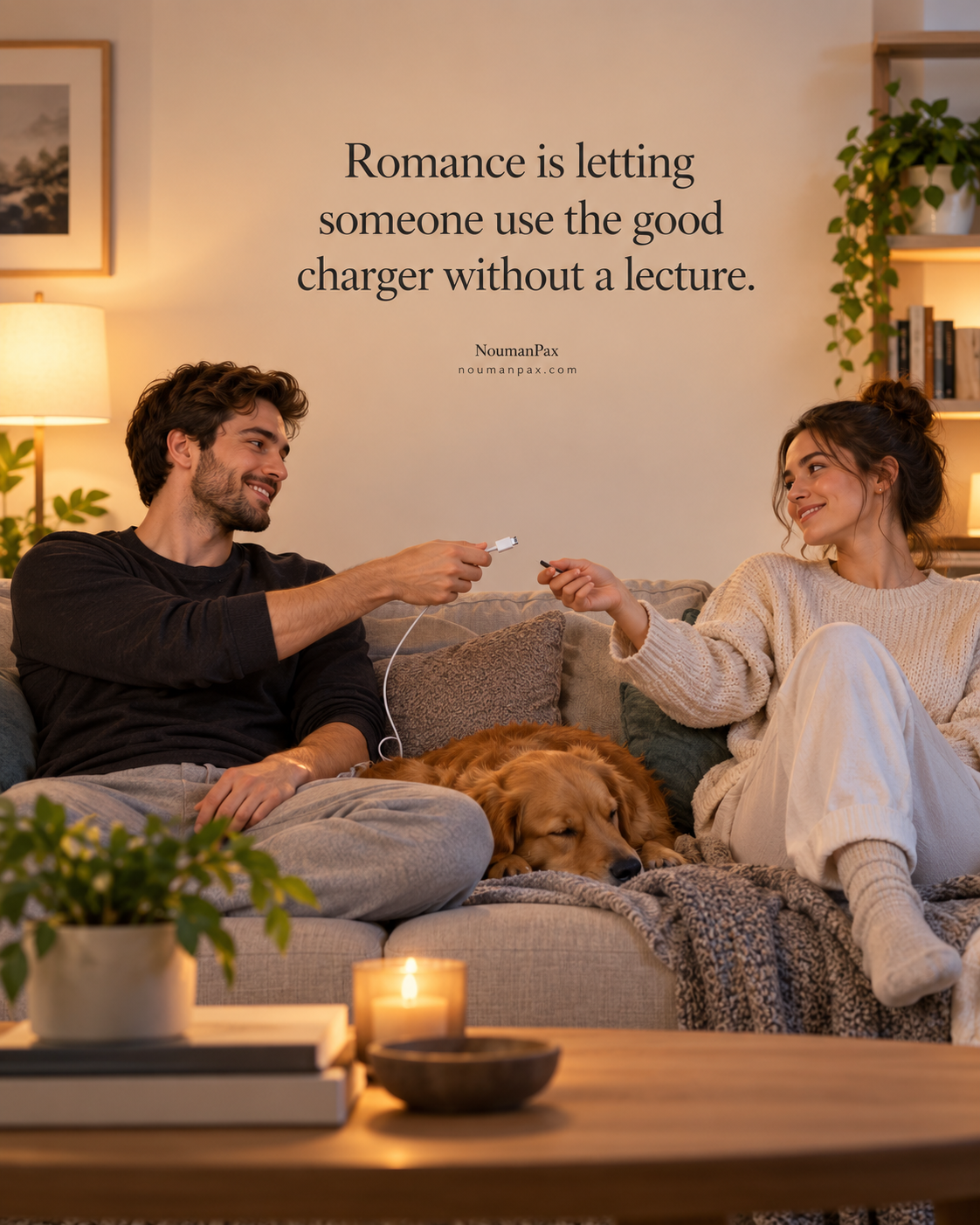 Romance is letting someone use the good charger without a lecture.