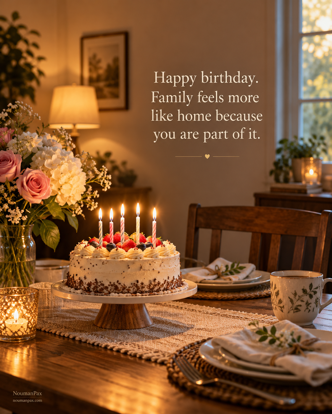 Happy birthday. Family feels more like home because you are part of it.