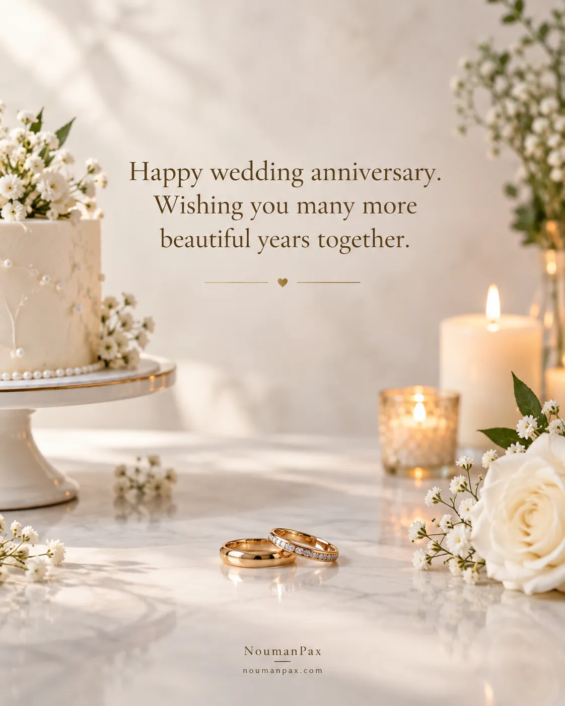 Happy wedding anniversary. Wishing you many more beautiful years together.