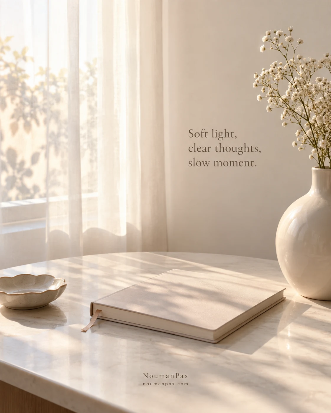 Soft light, clear thoughts, slow moment.