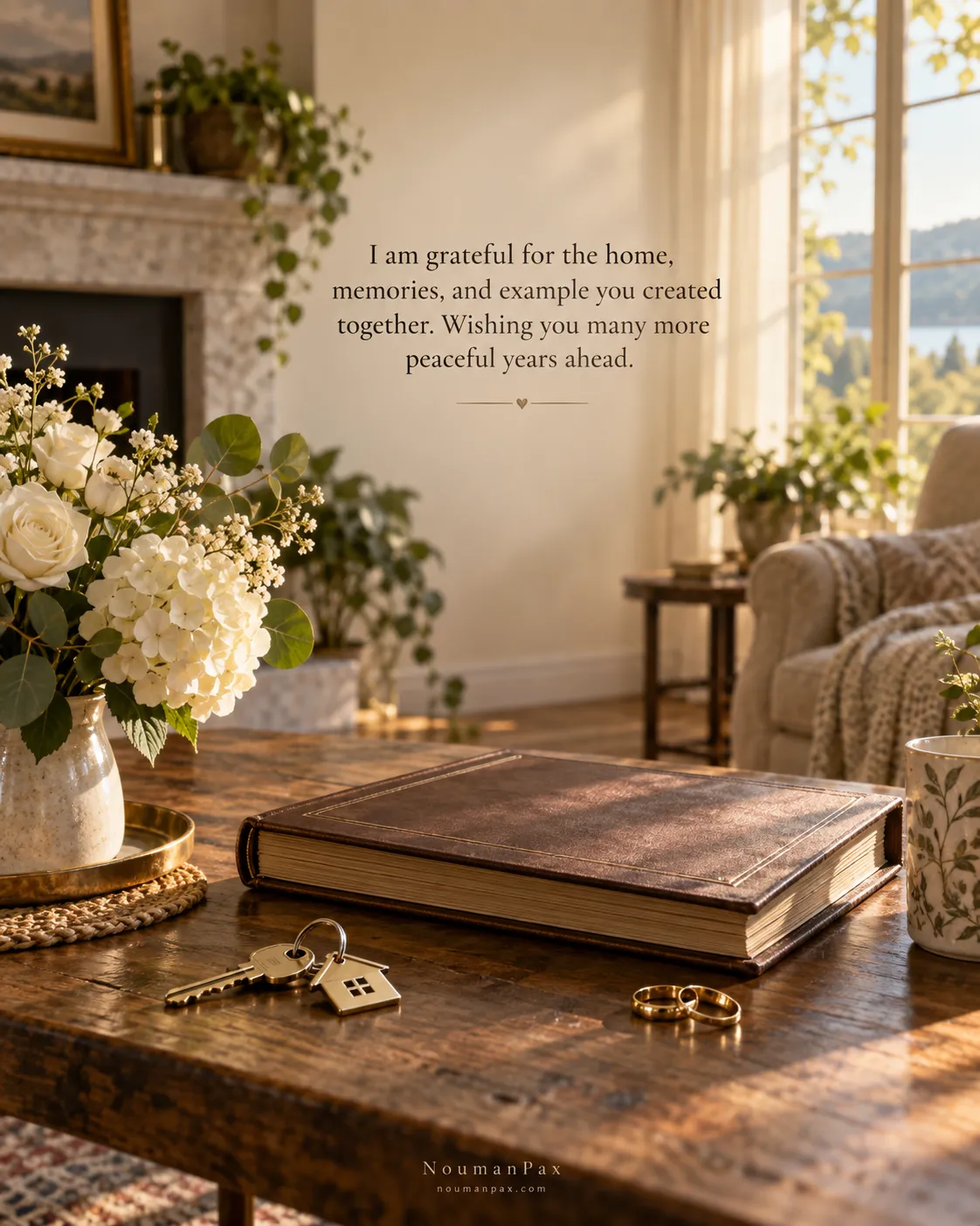I am grateful for the home, memories, and example you created together. Wishing you many more peaceful years ahead.