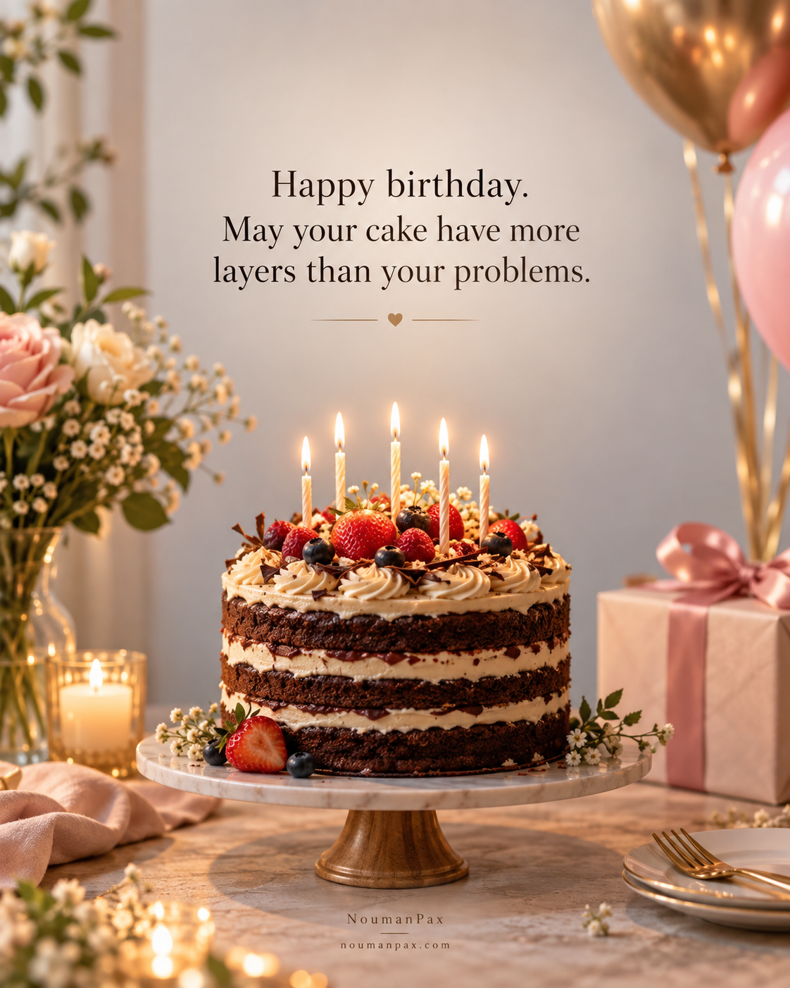 Happy birthday. May your cake have more layers than your problems.