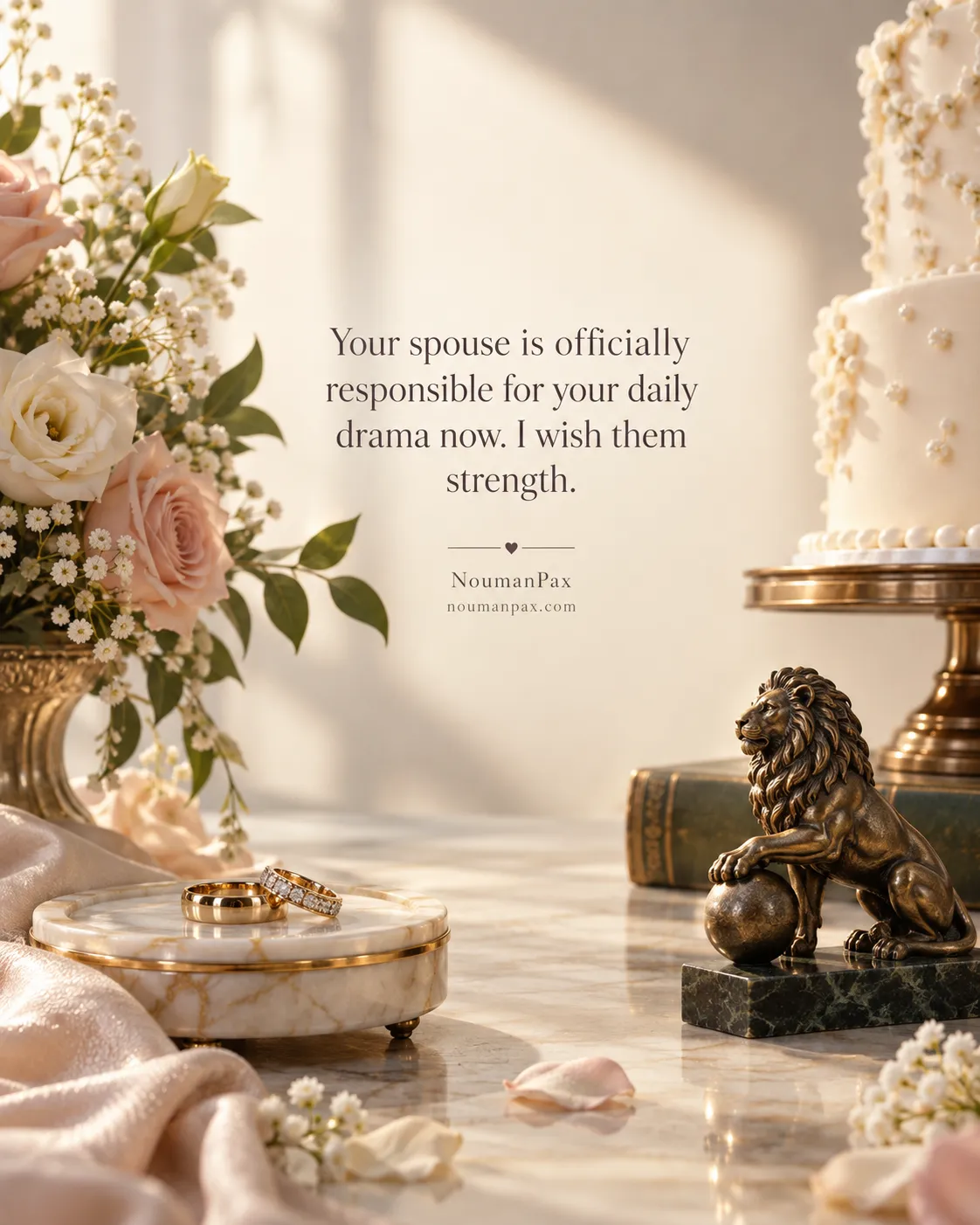 Your spouse is officially responsible for your daily drama now. I wish them strength.