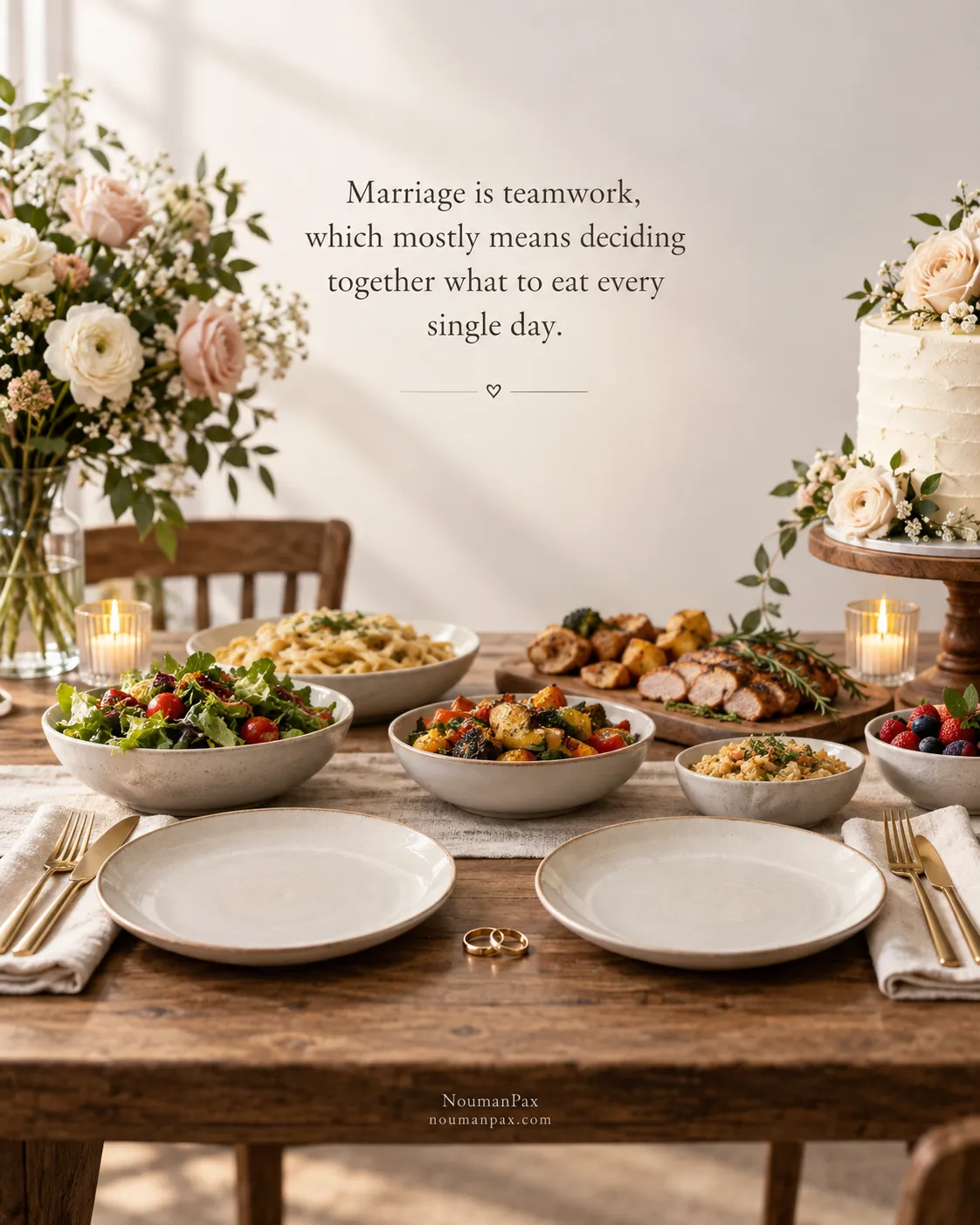 Marriage is teamwork, which mostly means deciding together what to eat every single day.
