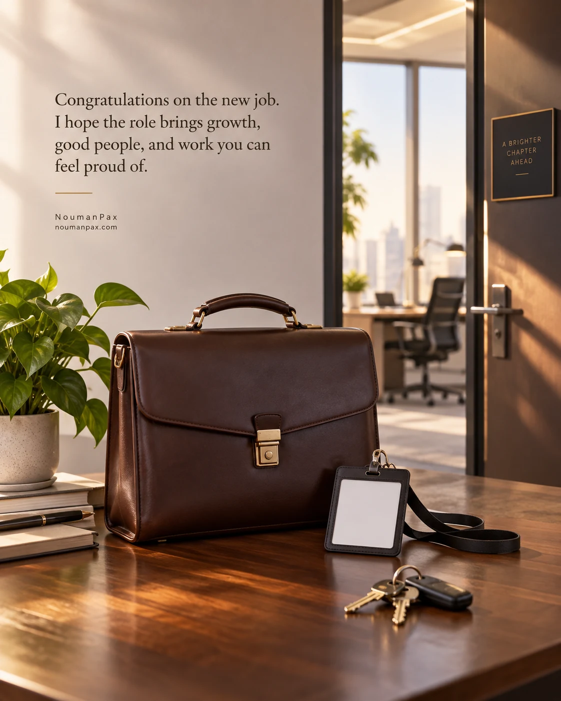 Congratulations on the new job. I hope the role brings growth, good people, and work you can feel proud of.