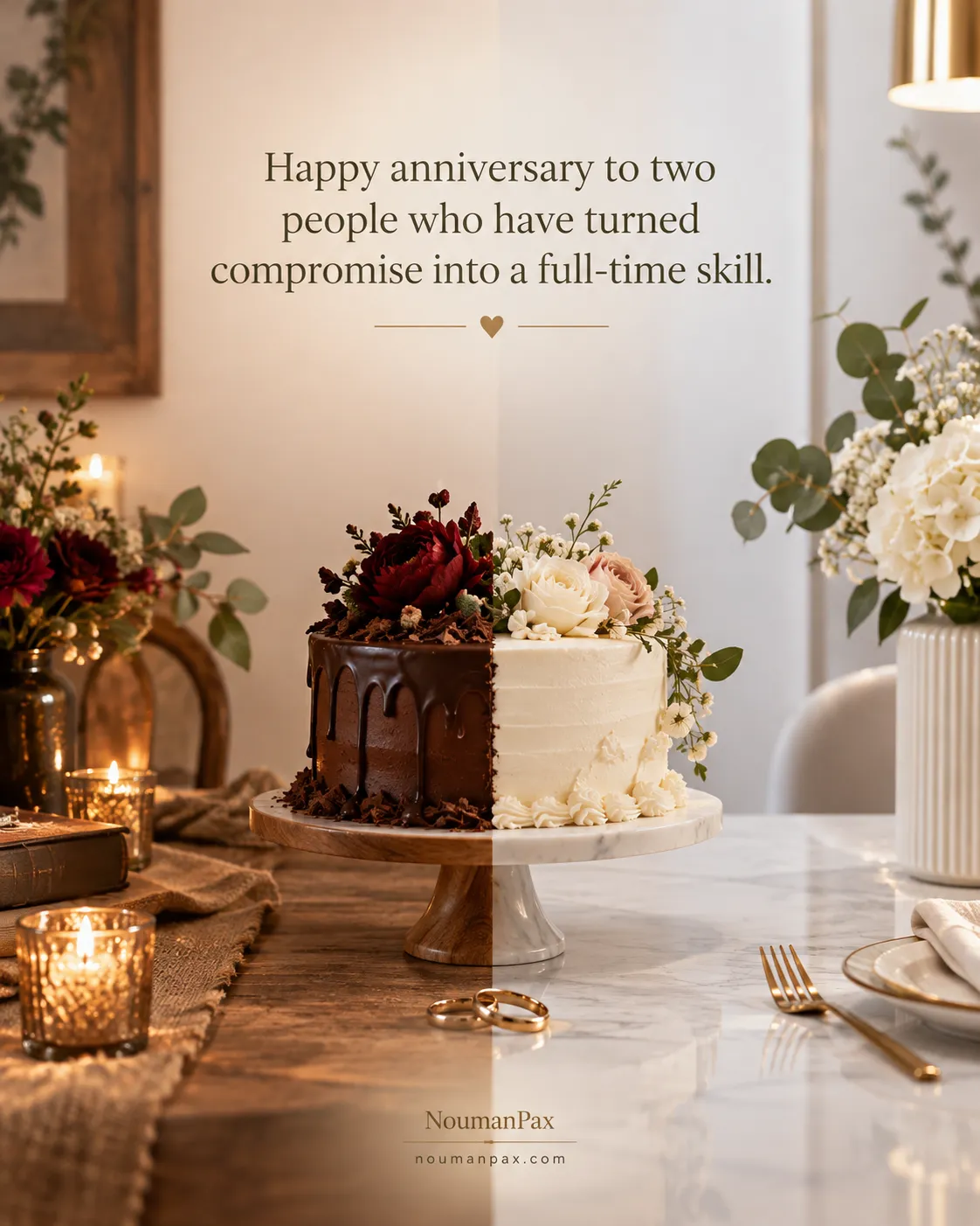 Happy anniversary to two people who have turned compromise into a full-time skill.