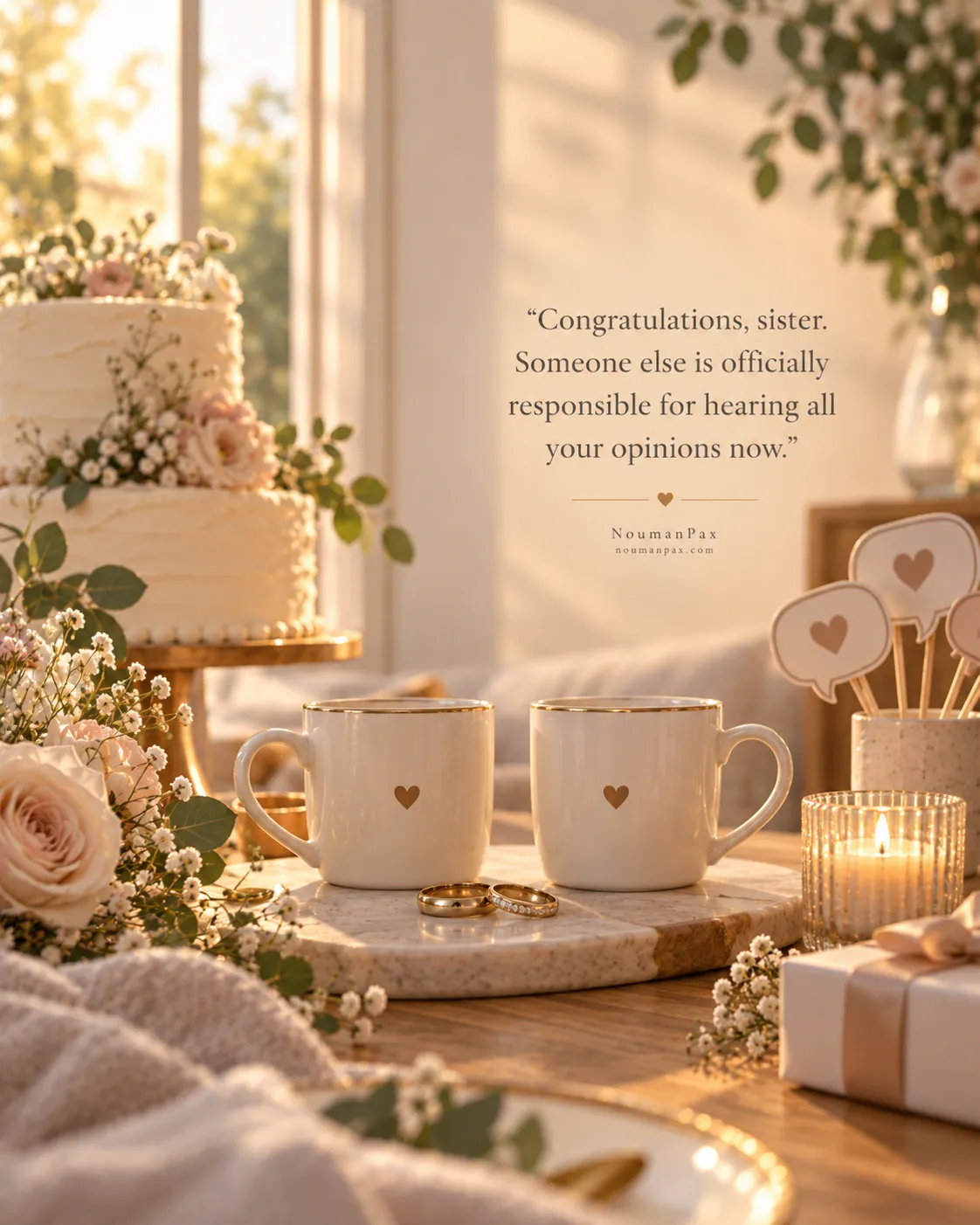 Congratulations, sister. Someone else is officially responsible for hearing all your opinions now.