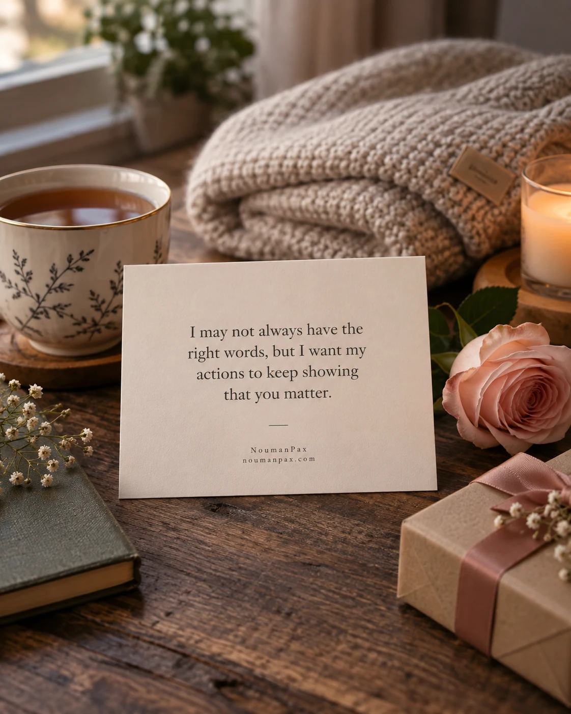I may not always have the right words, but I want my actions to keep showing that you matter.