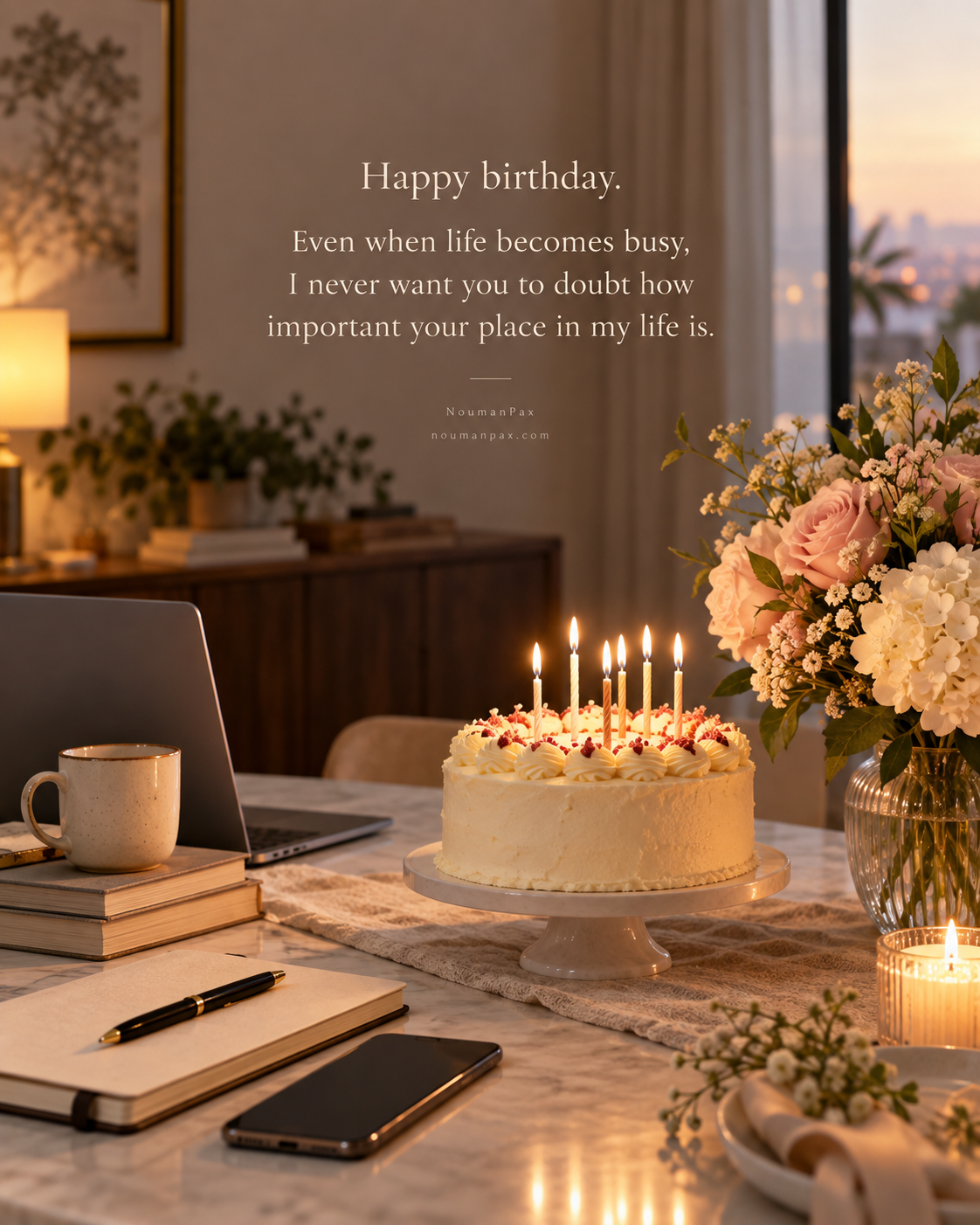 Happy birthday. Even when life becomes busy, I never want you to doubt how important your place in my life is.
