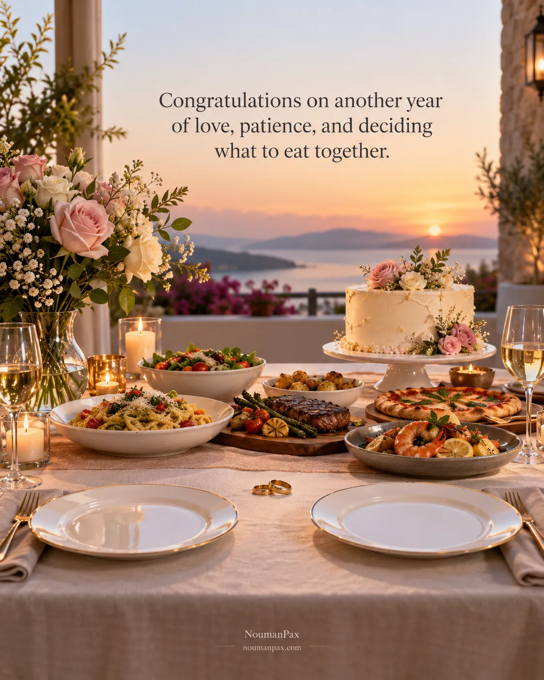 Congratulations on another year of love, patience, and deciding what to eat together.