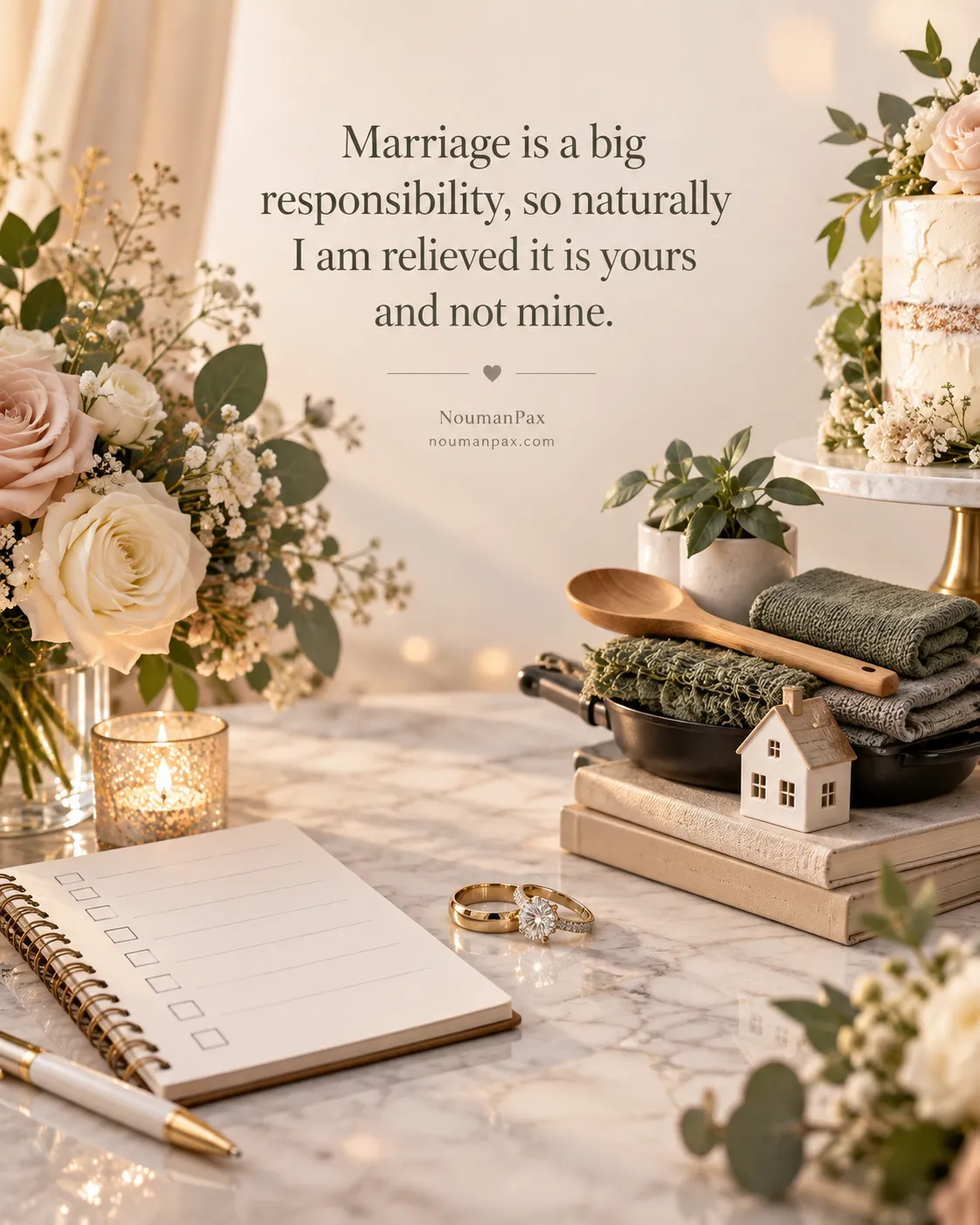 Marriage is a big responsibility, so naturally I am relieved it is yours and not mine.
