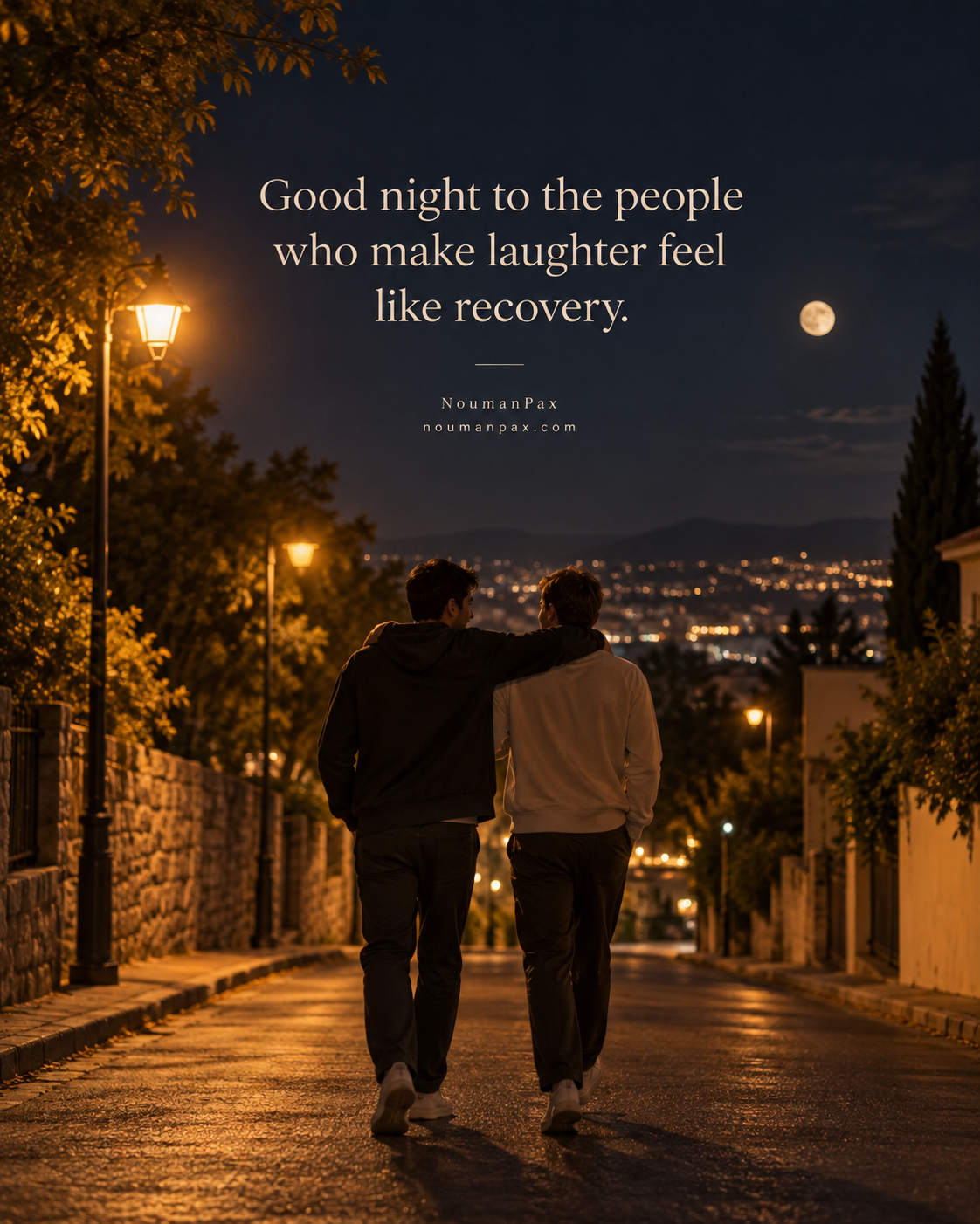 Good night friendship quote about laughter feeling like recovery