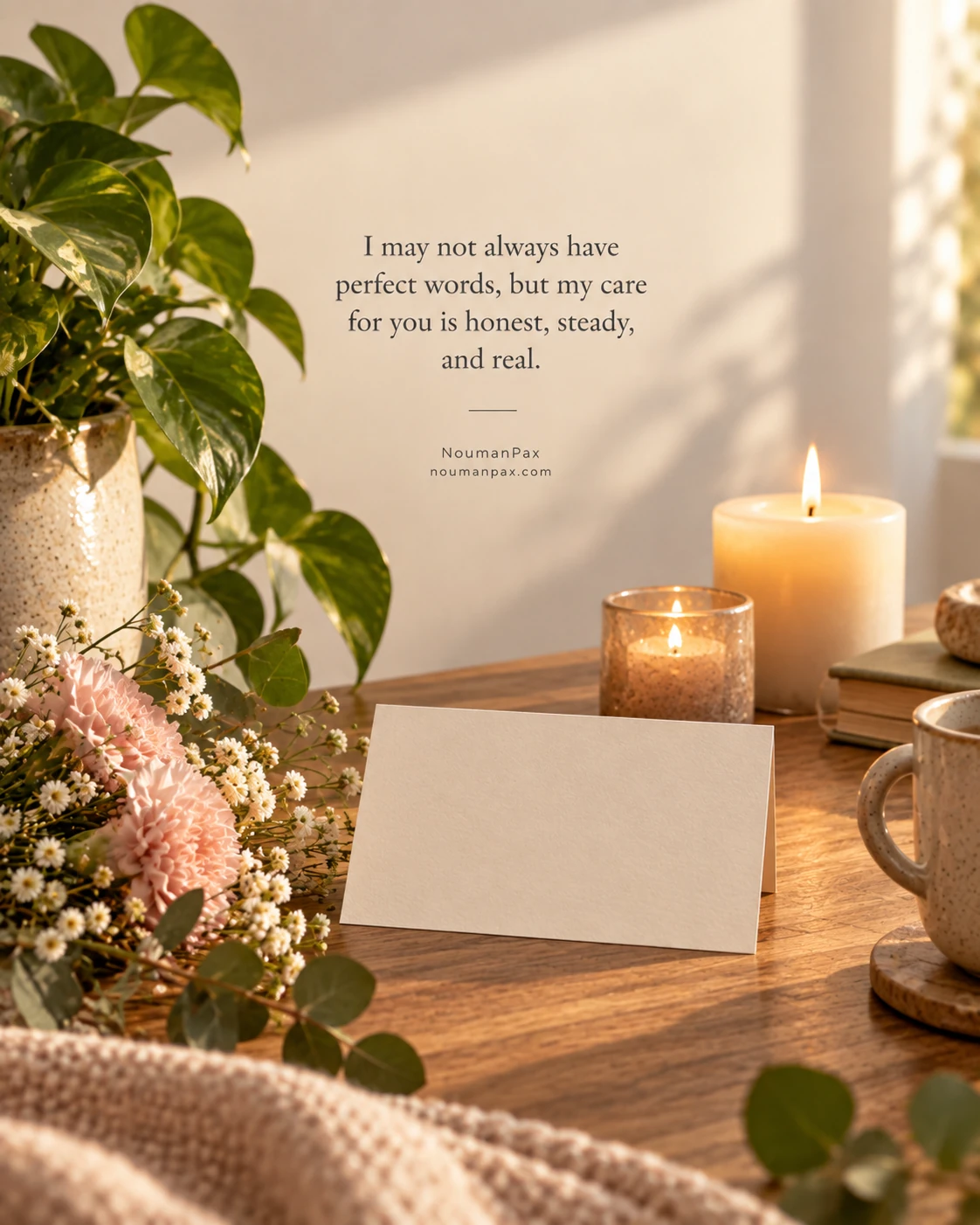 I may not always have perfect words, but my care for you is honest, steady, and real.