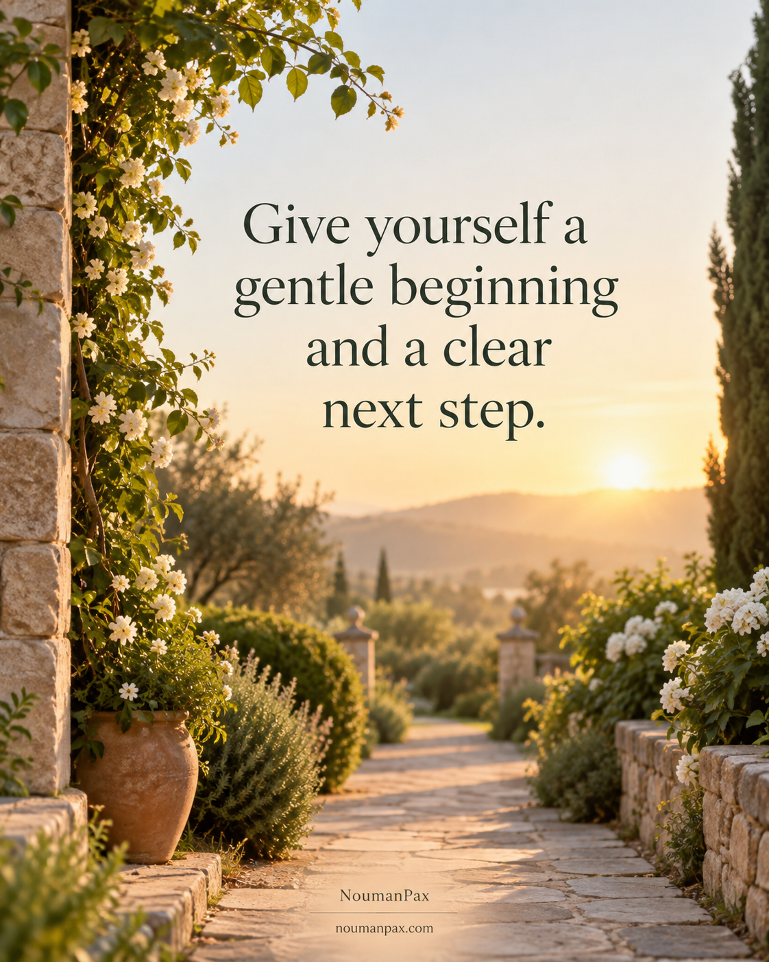 Positive quote — gentle beginning clear next step