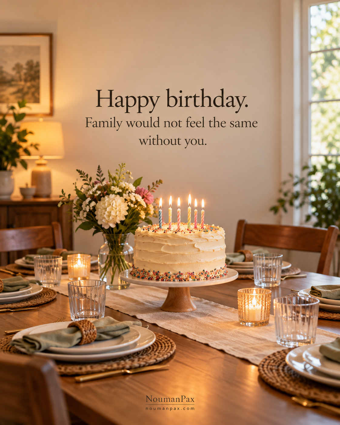 Happy birthday. Family would not feel the same without you.