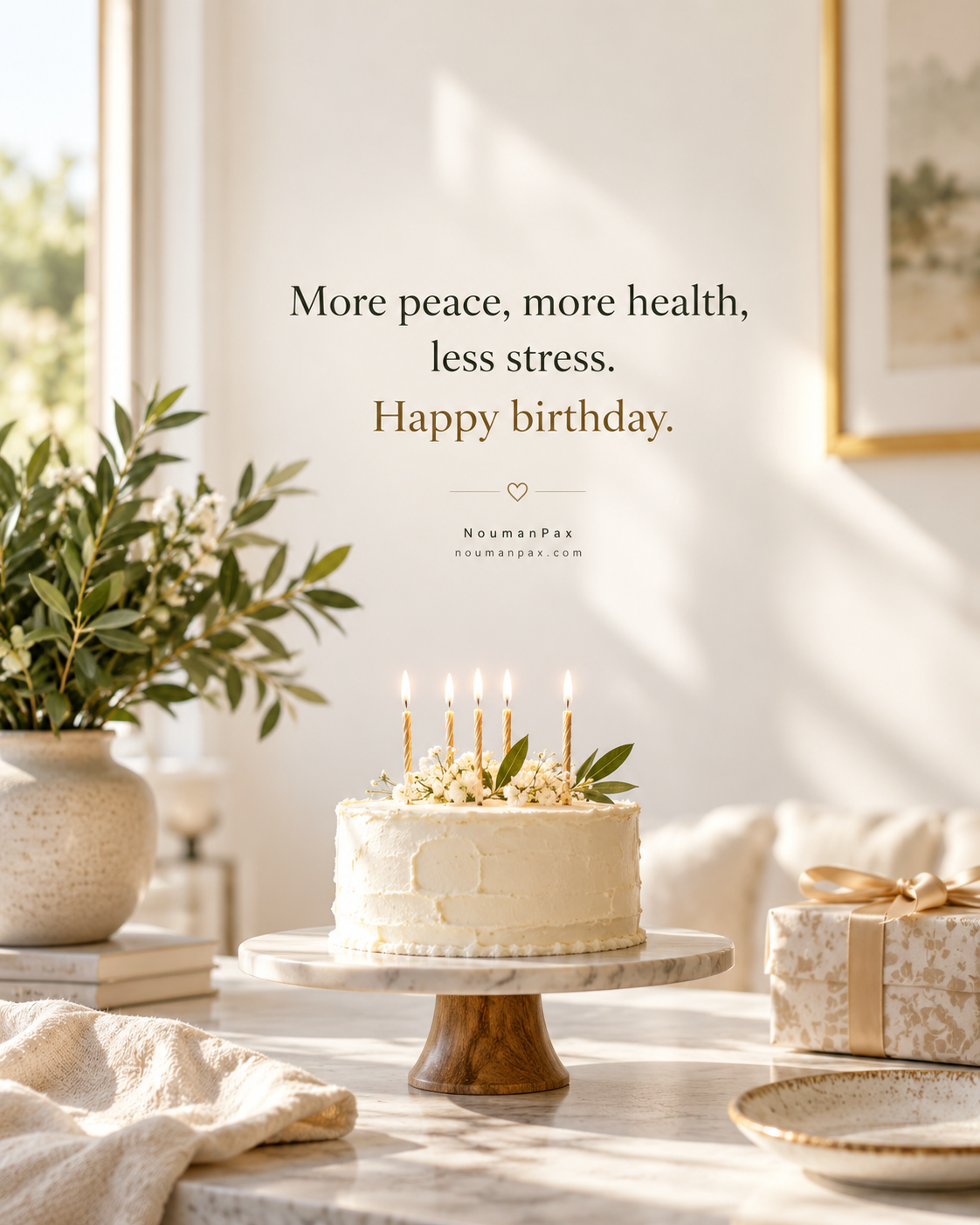 More peace, more health, less stress. Happy birthday.