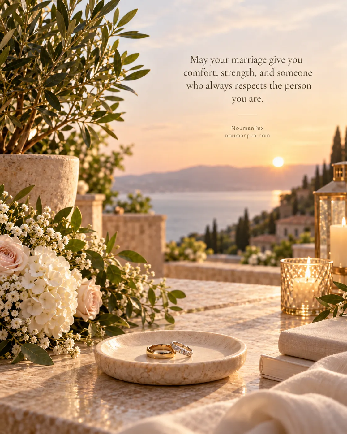 May your marriage give you comfort, strength, and someone who always respects the person you are.