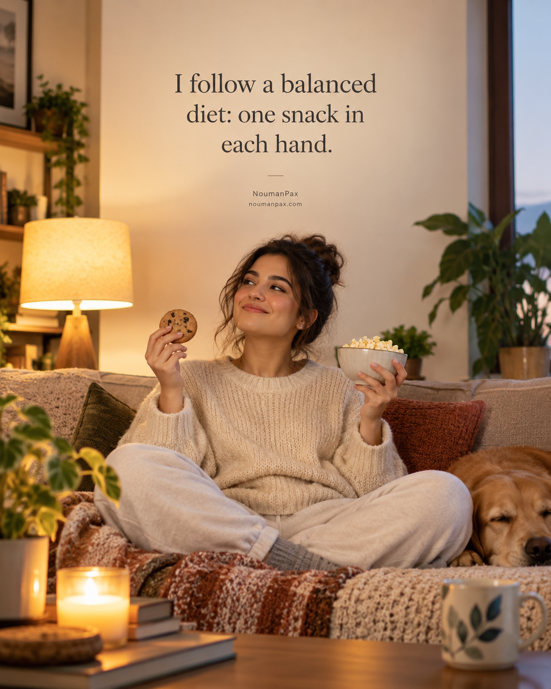 I follow a balanced diet: one snack in each hand.