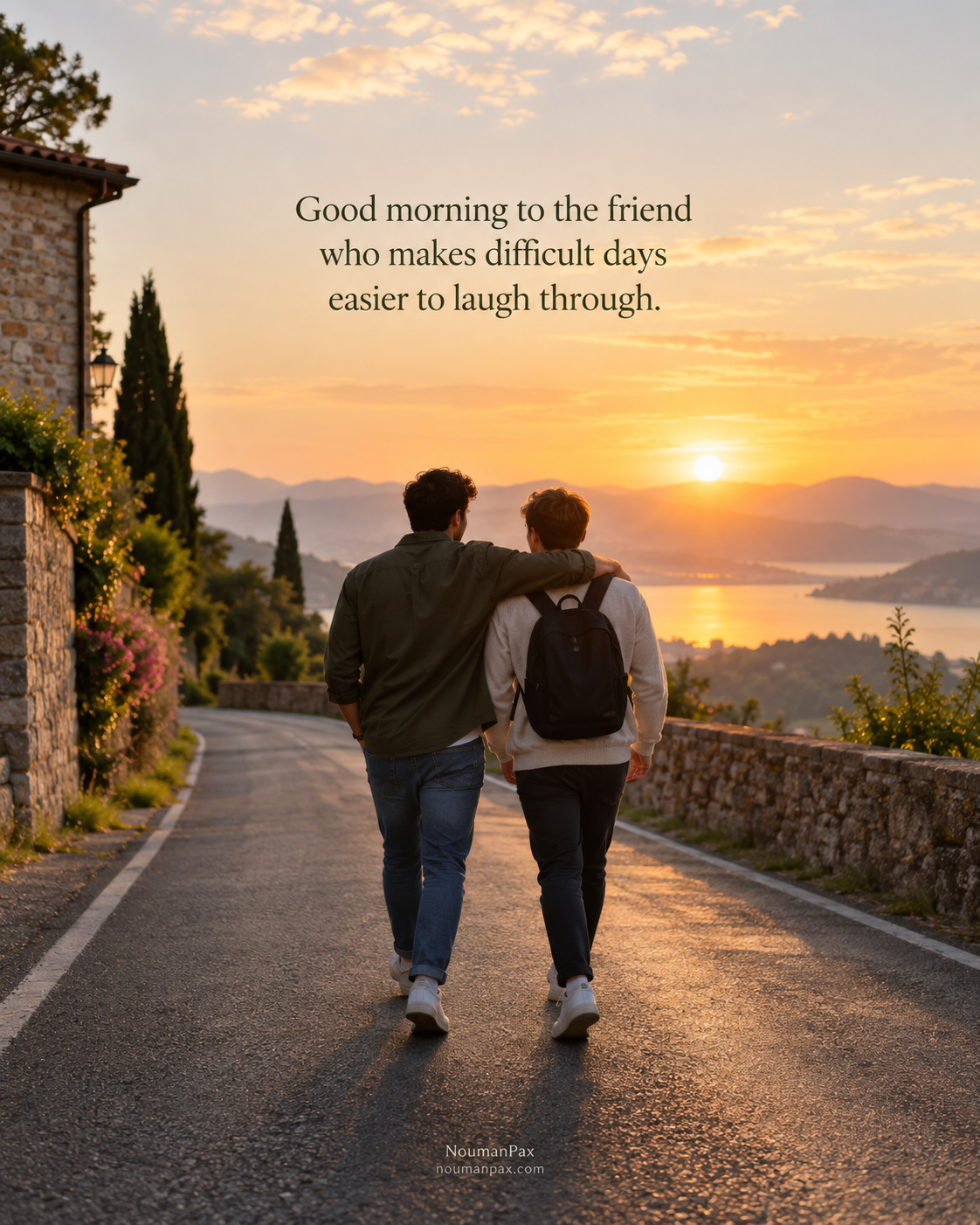 Good morning friend quote about difficult days and laughter